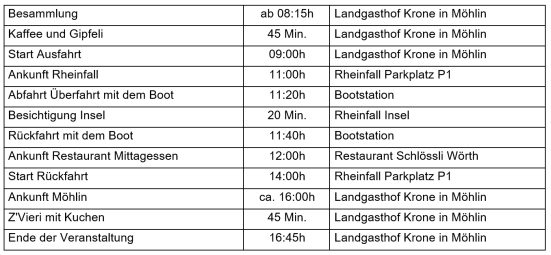 Programm FRühlignsfahrt